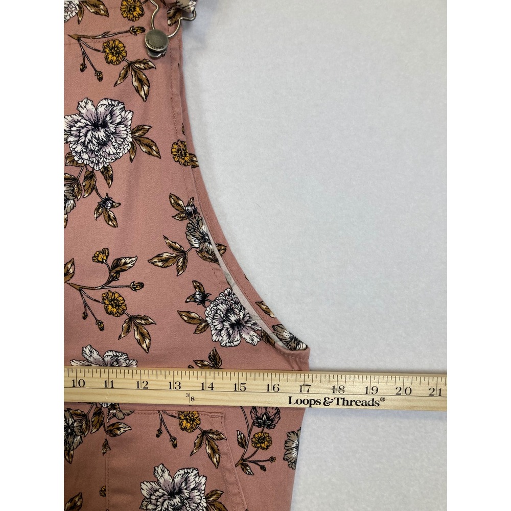Whimsical Cottagecore Floral Pinafore Overalls Top Women Large Pink Button Front - Picture 6 of 9